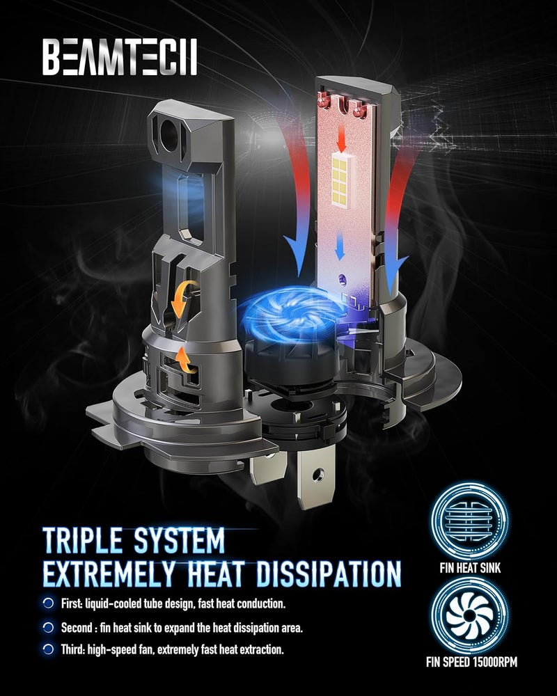 BEAMTECH H7 Light Bulbs, No Adapter Needed, 500% Brightness 6500K White, Off-Road Used Fog Light, Pack of 2 - Image 5